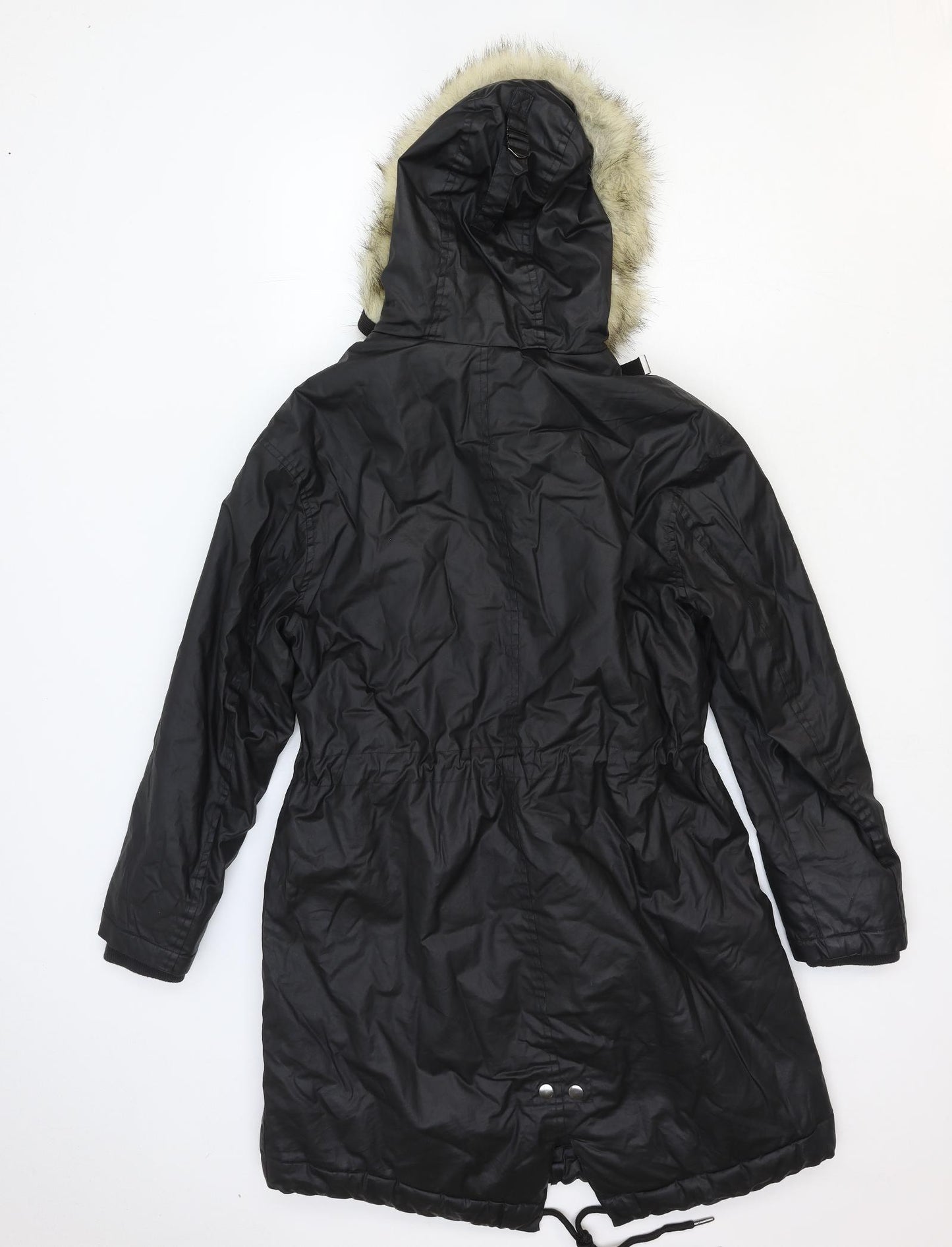 Marks and Spencer Womens Black Parka Coat Size 12 Zip