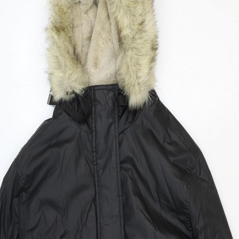 Marks and Spencer Womens Black Parka Coat Size 12 Zip