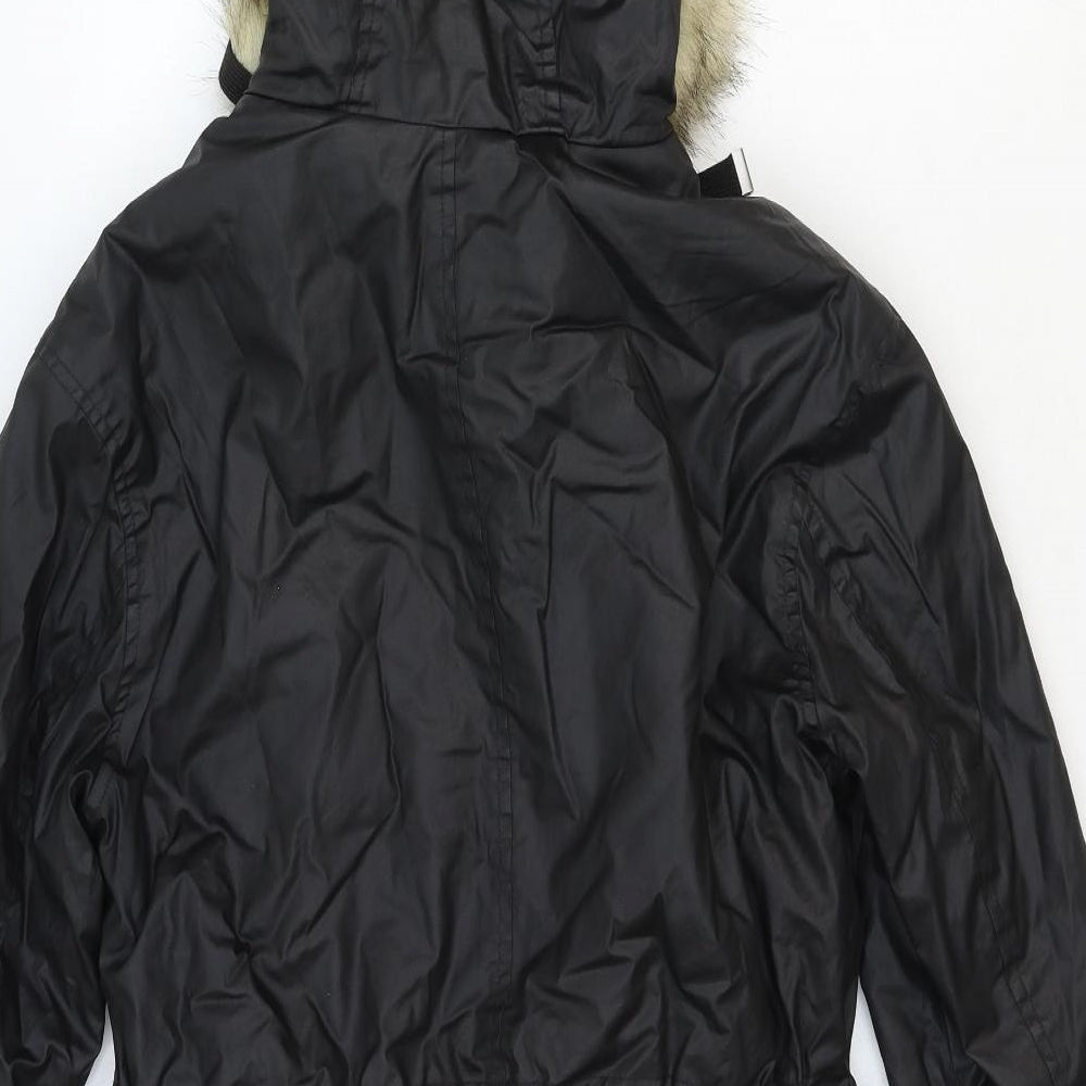 Marks and Spencer Womens Black Parka Coat Size 12 Zip