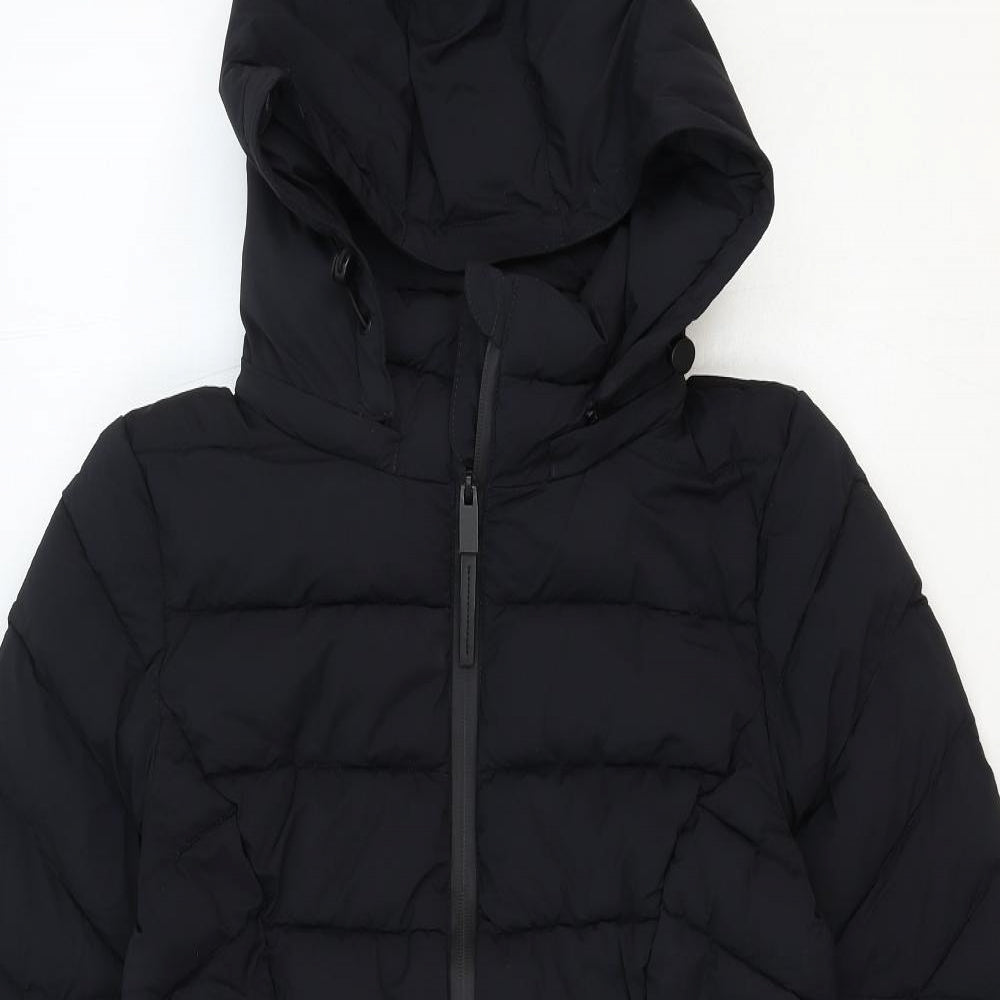 Good Move Womens Black Quilted Coat Size 10 Zip