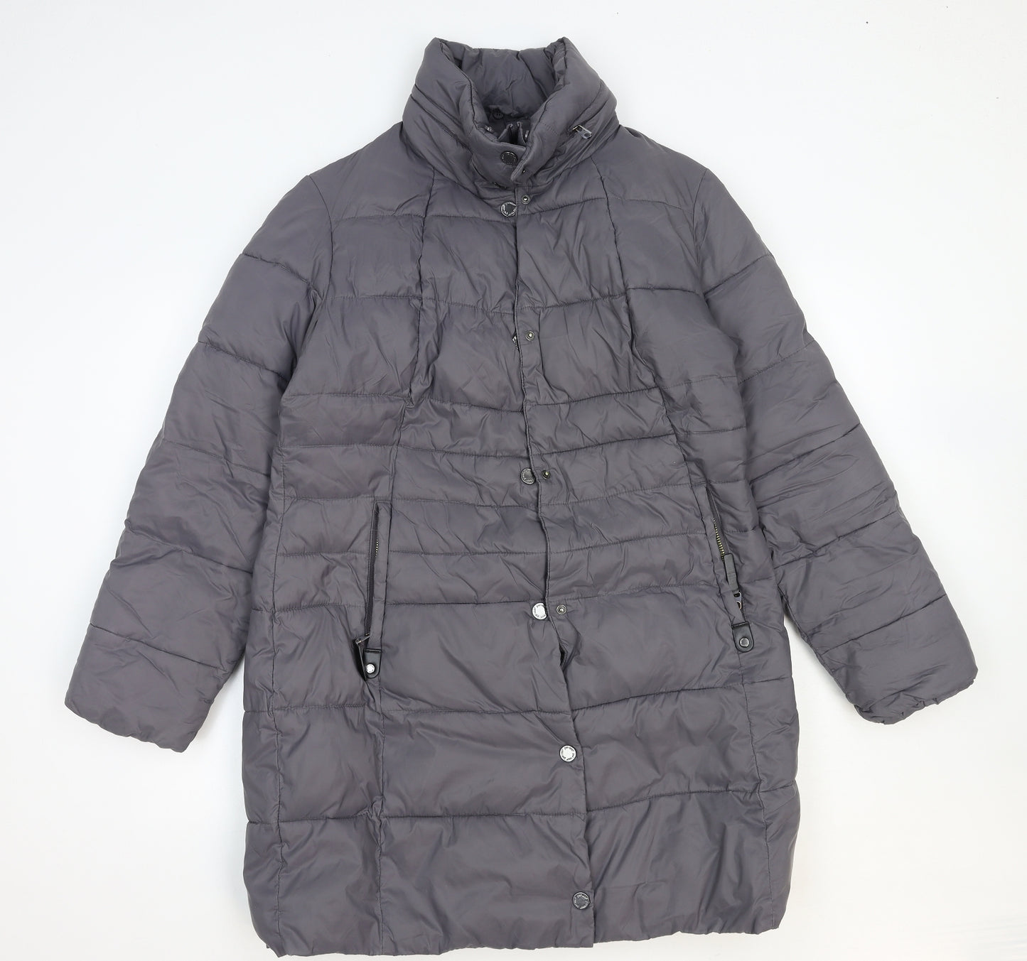 Marks and Spencer Womens Grey Quilted Coat Size 14 Zip