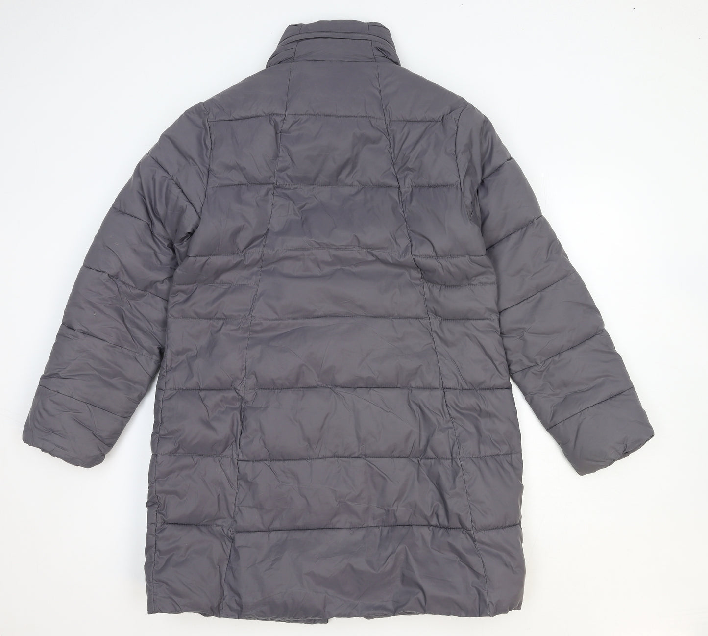 Marks and Spencer Womens Grey Quilted Coat Size 14 Zip