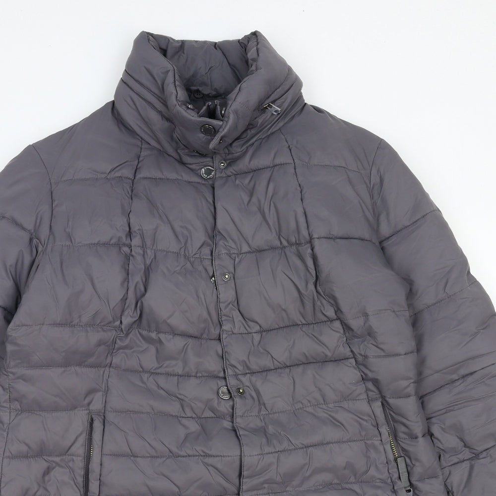 Marks and Spencer Womens Grey Quilted Coat Size 14 Zip