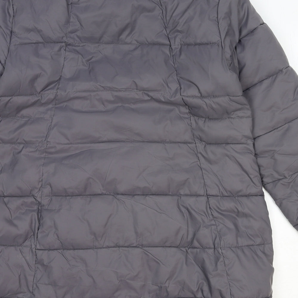 Marks and Spencer Womens Grey Quilted Coat Size 14 Zip