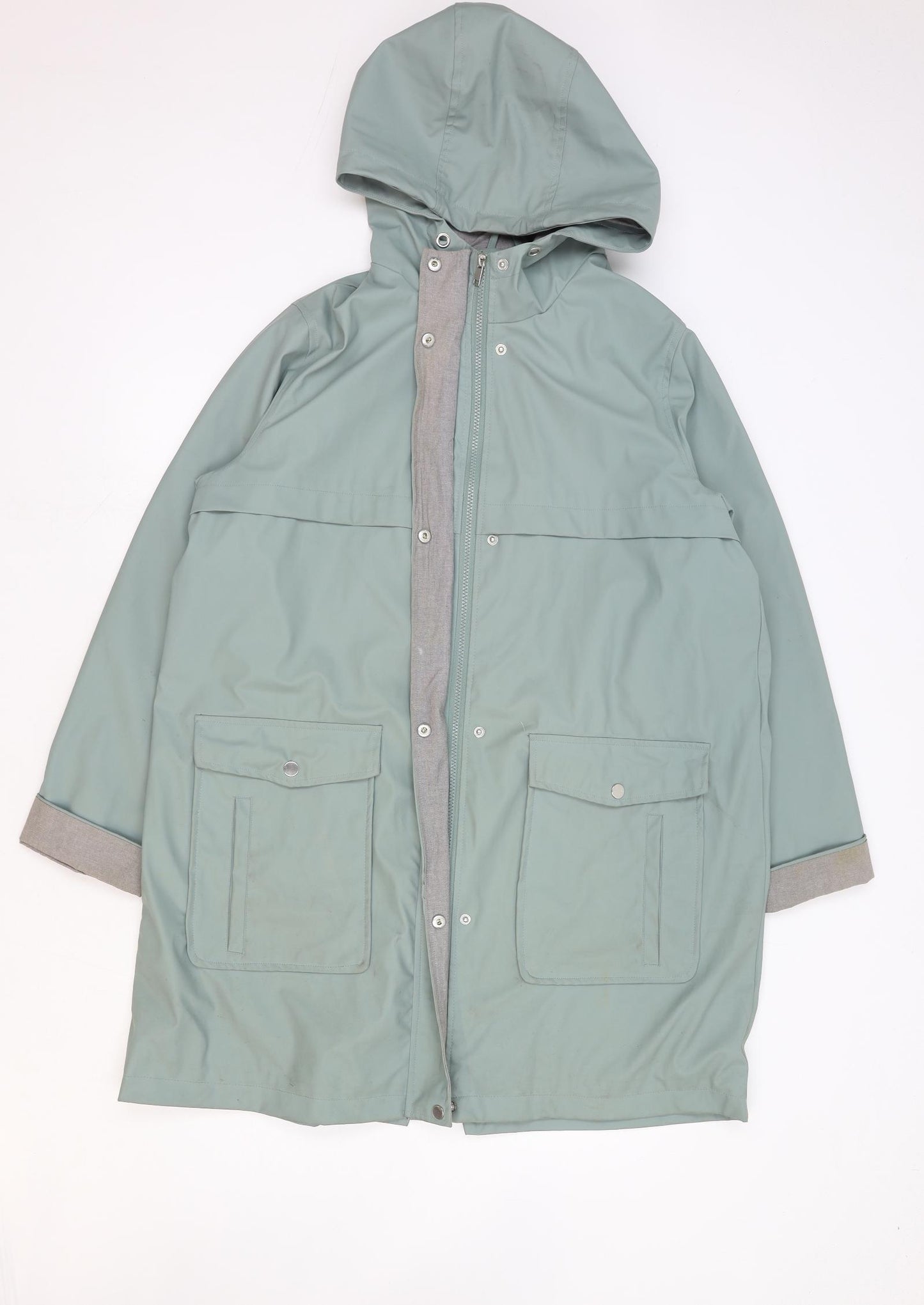 TU Womens Green Rain Coat Coat Size 18 Zip