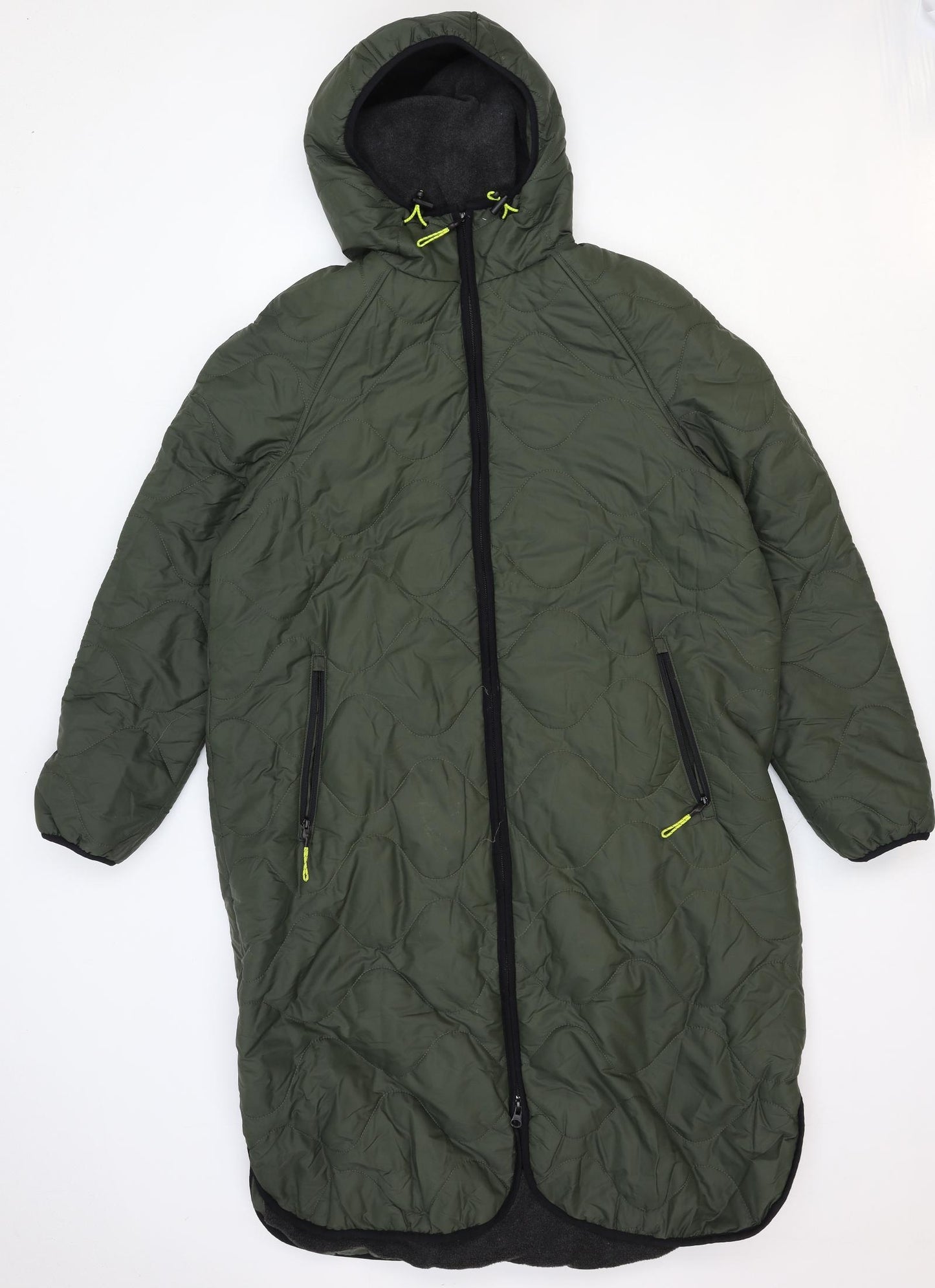 Marks and Spencer Womens Green Quilted Coat Size 14 Zip