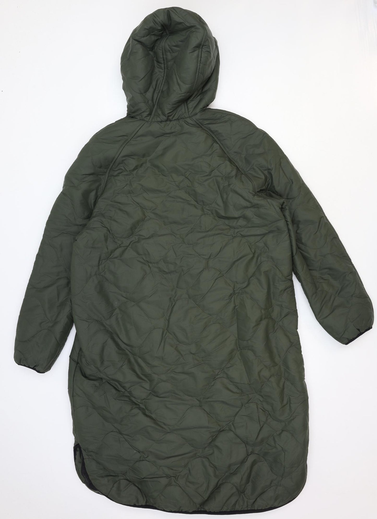 Marks and Spencer Womens Green Quilted Coat Size 14 Zip