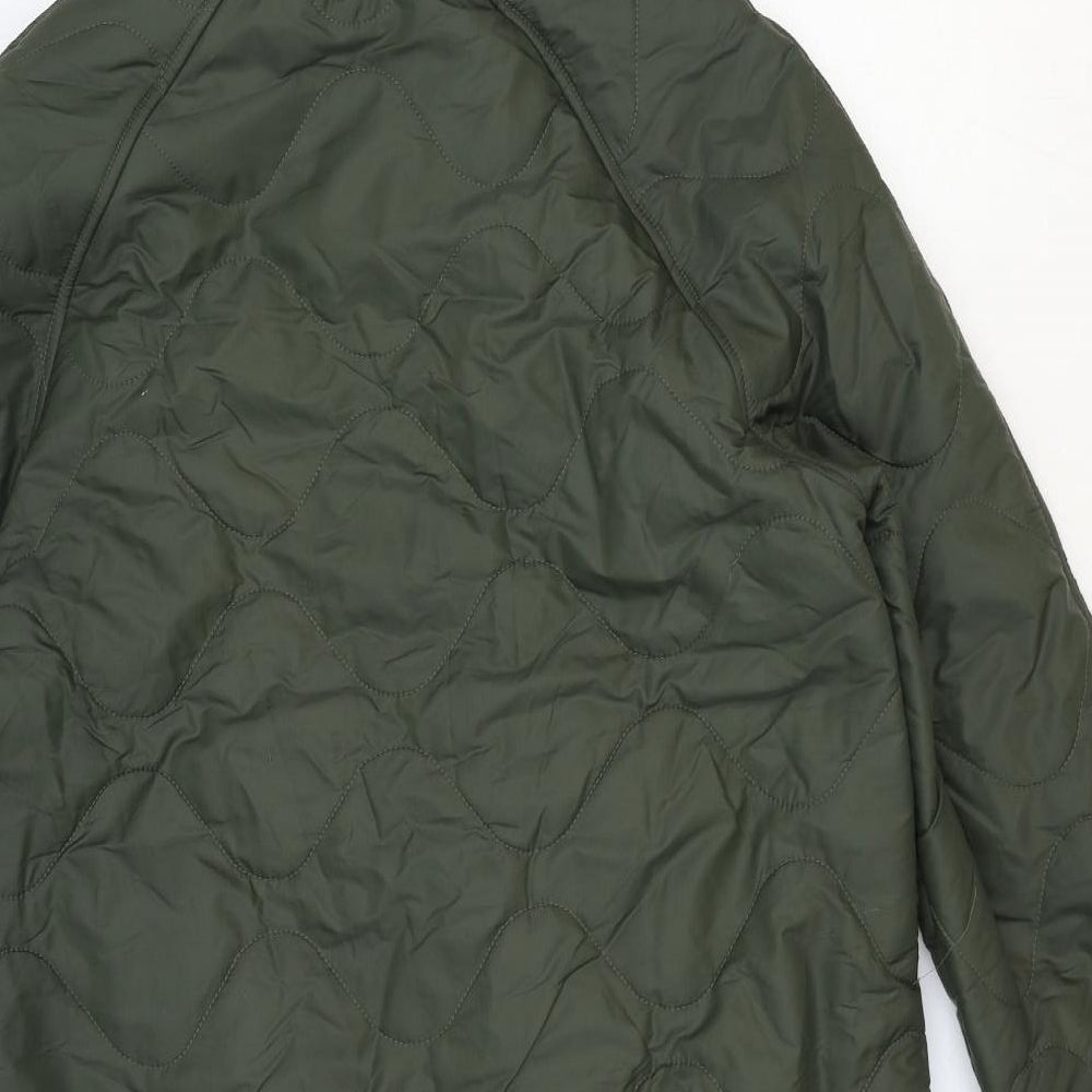 Marks and Spencer Womens Green Quilted Coat Size 14 Zip