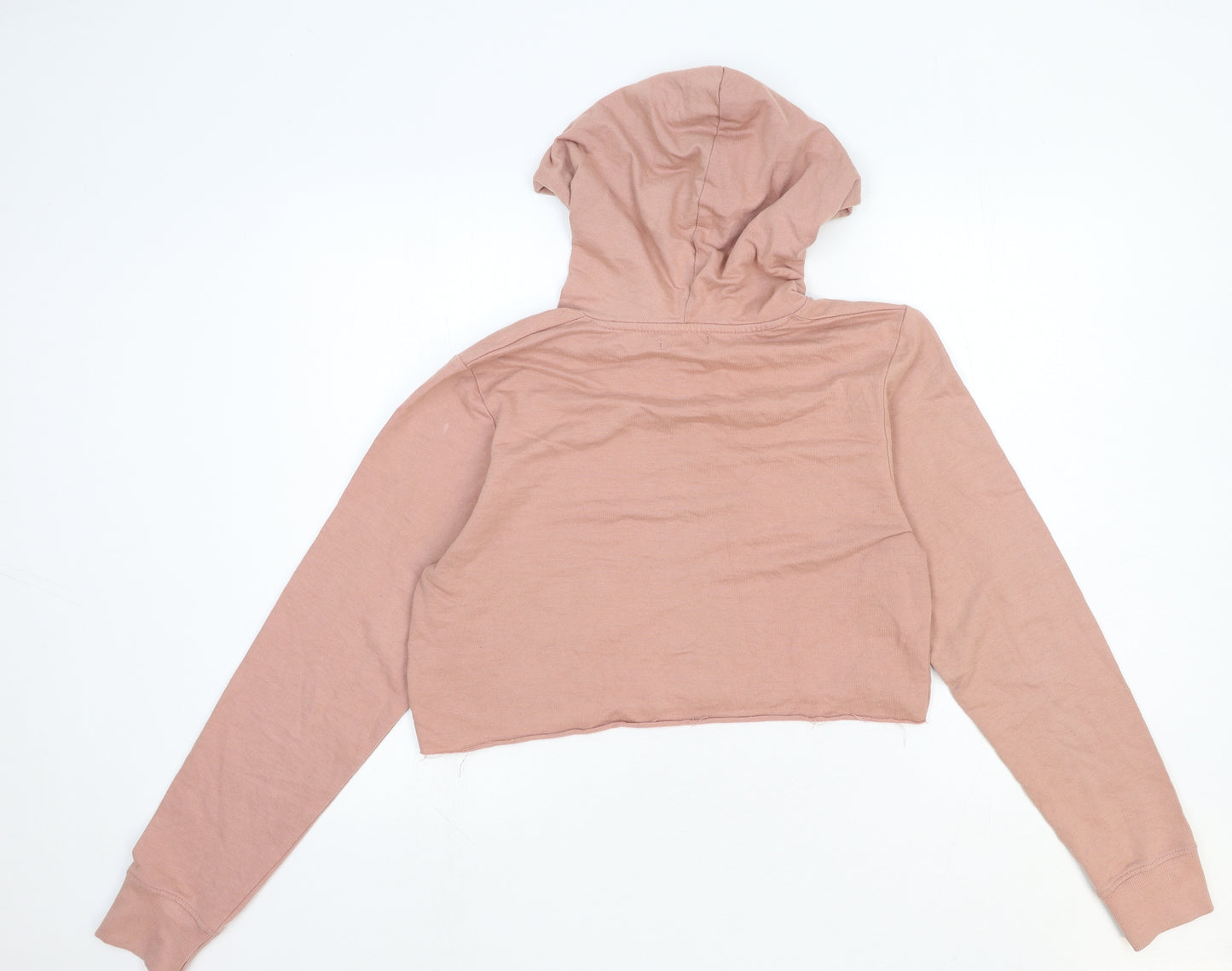 Boohoo Womens Pink Cotton Pullover Hoodie Size L Pullover - Cropped