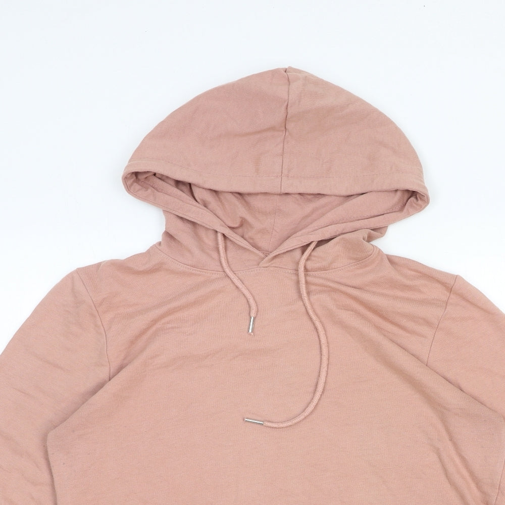 Boohoo Womens Pink Cotton Pullover Hoodie Size L Pullover - Cropped