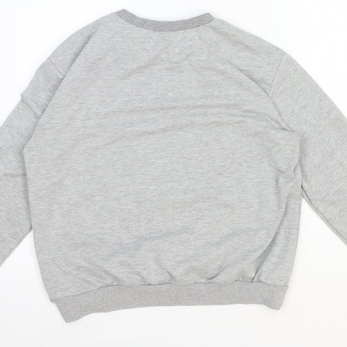 SheIn Womens Grey Cotton Pullover Sweatshirt Size L Pullover - Planet Motif