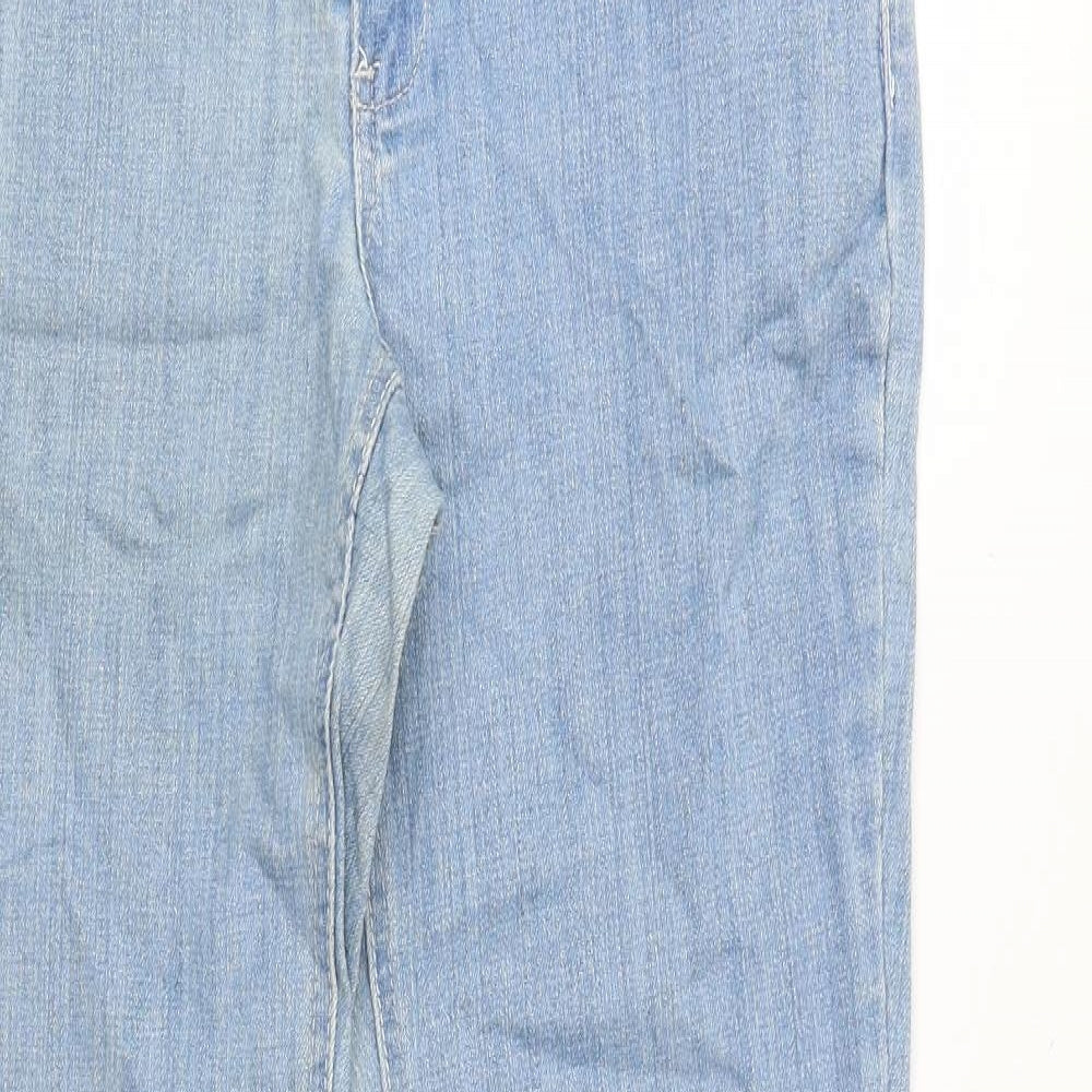 HEINE Womens Blue Cotton Bootcut Jeans Size 12 L32 in Regular Zip