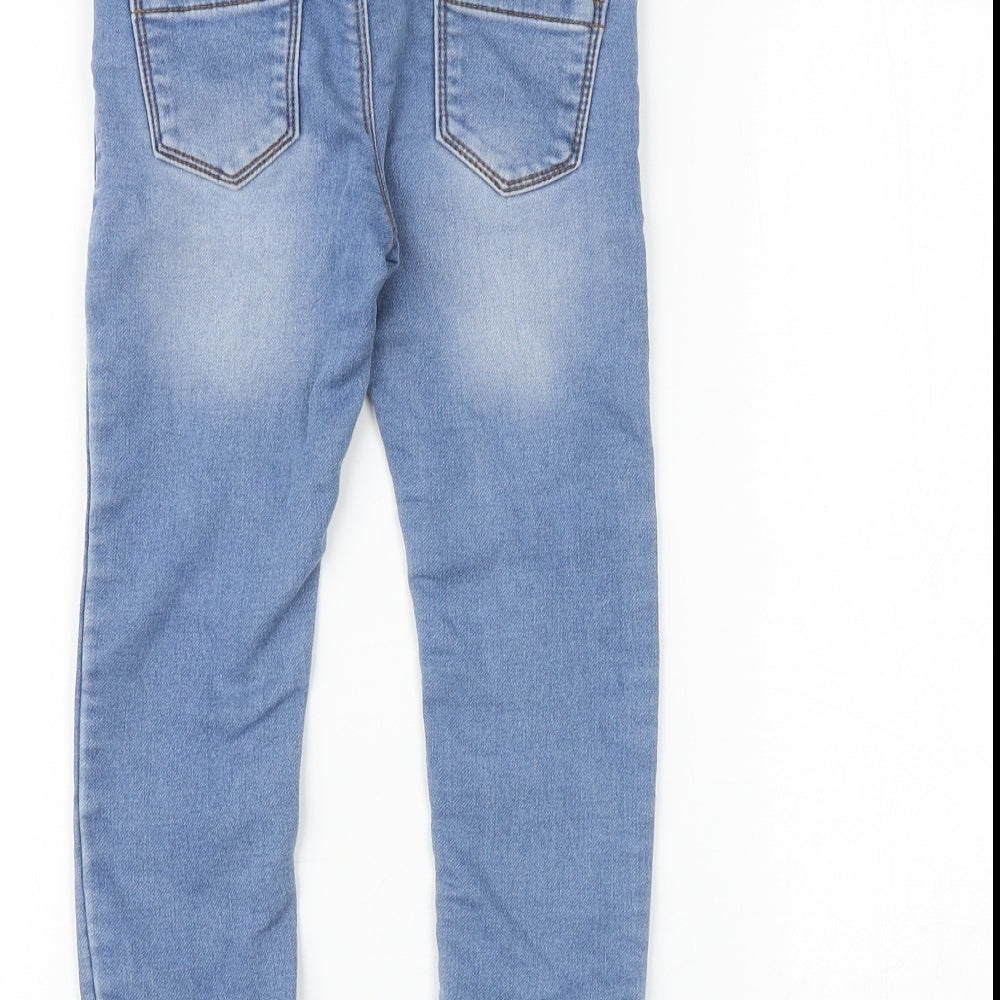 F&F Girls Blue 100% Cotton Skinny Jeans Size 3-4 Years Regular Drawstring