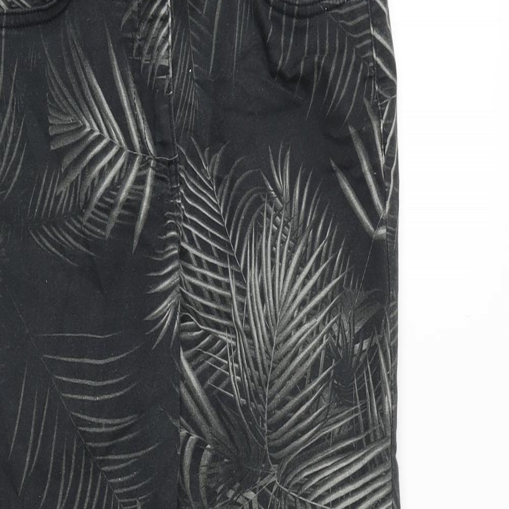 BiBA Womens Black Geometric Cotton Skinny Jeans Size 29 in L29 in Slim Zip - Leaf Print