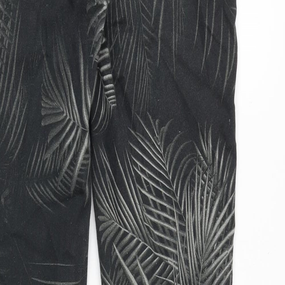 BiBA Womens Black Geometric Cotton Skinny Jeans Size 29 in L29 in Slim Zip - Leaf Print