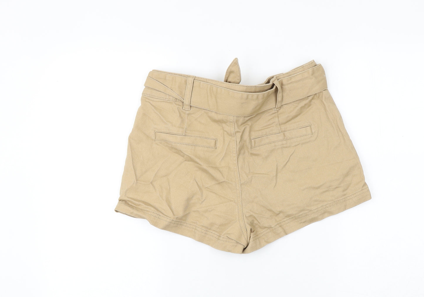 Primark Womens Beige Cotton Mom Shorts Size 10 L3 in Regular Button