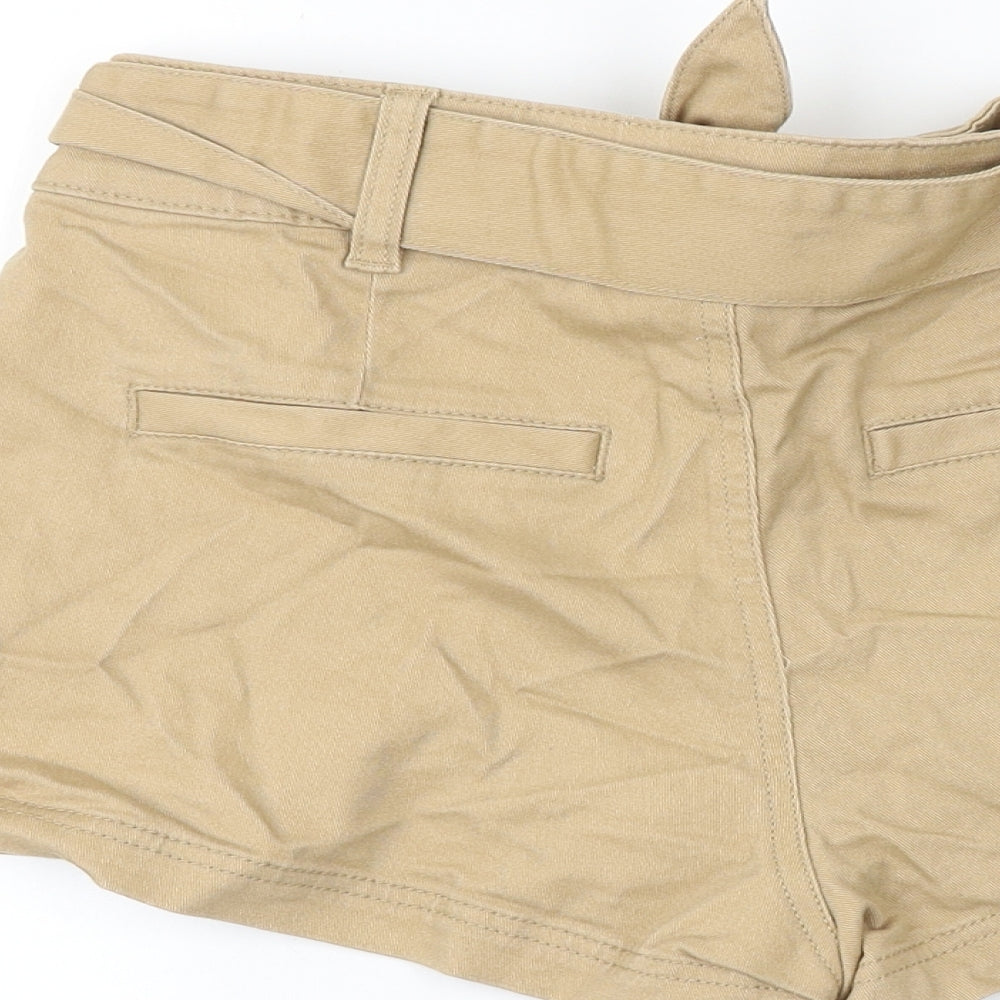 Primark Womens Beige Cotton Mom Shorts Size 10 L3 in Regular Button
