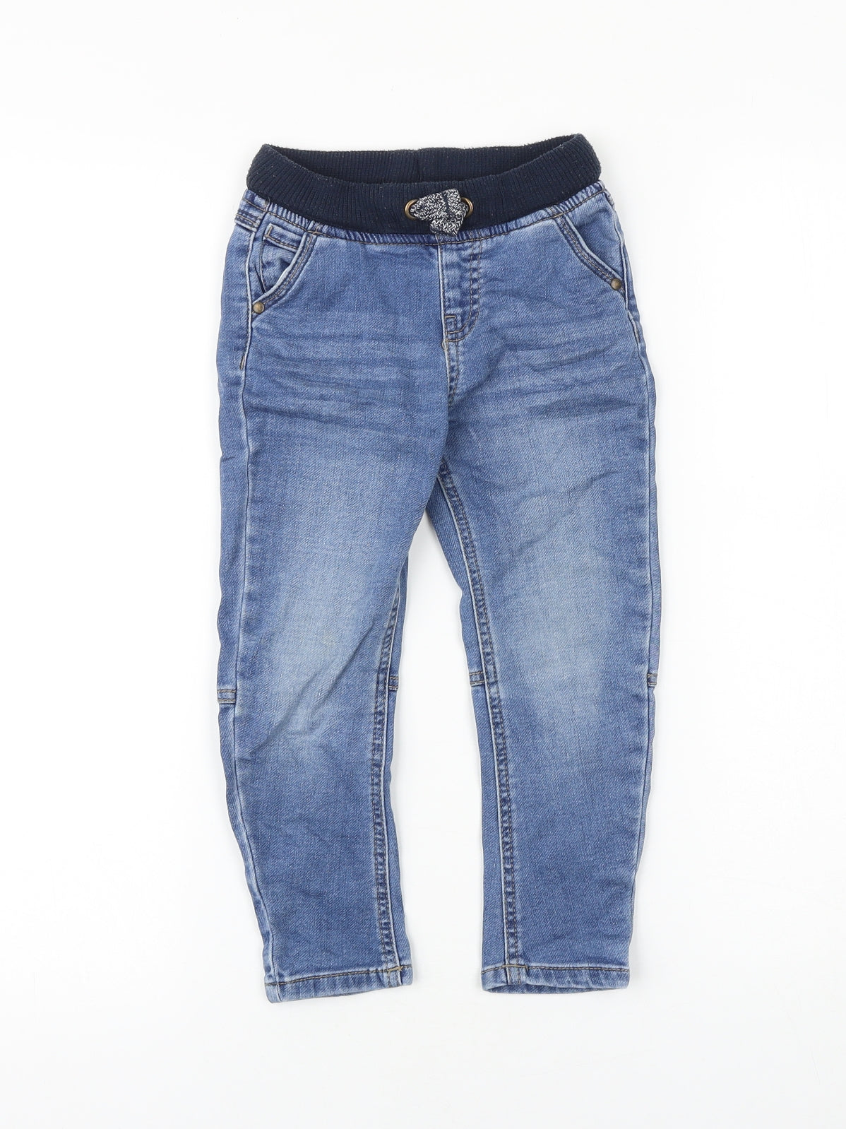 Matalan Boys Blue 100% Cotton Skinny Jeans Size 2-3 Years Regular Drawstring