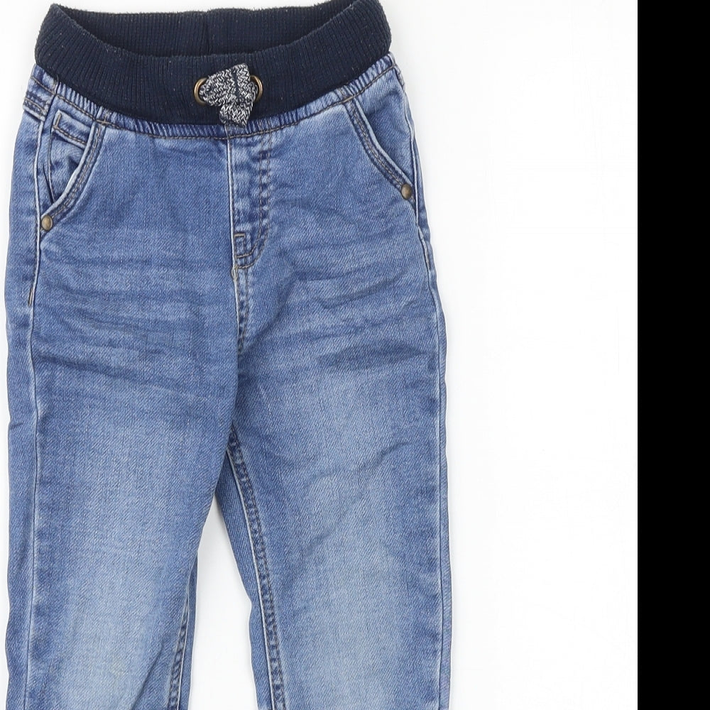 Matalan Boys Blue 100% Cotton Skinny Jeans Size 2-3 Years Regular Drawstring