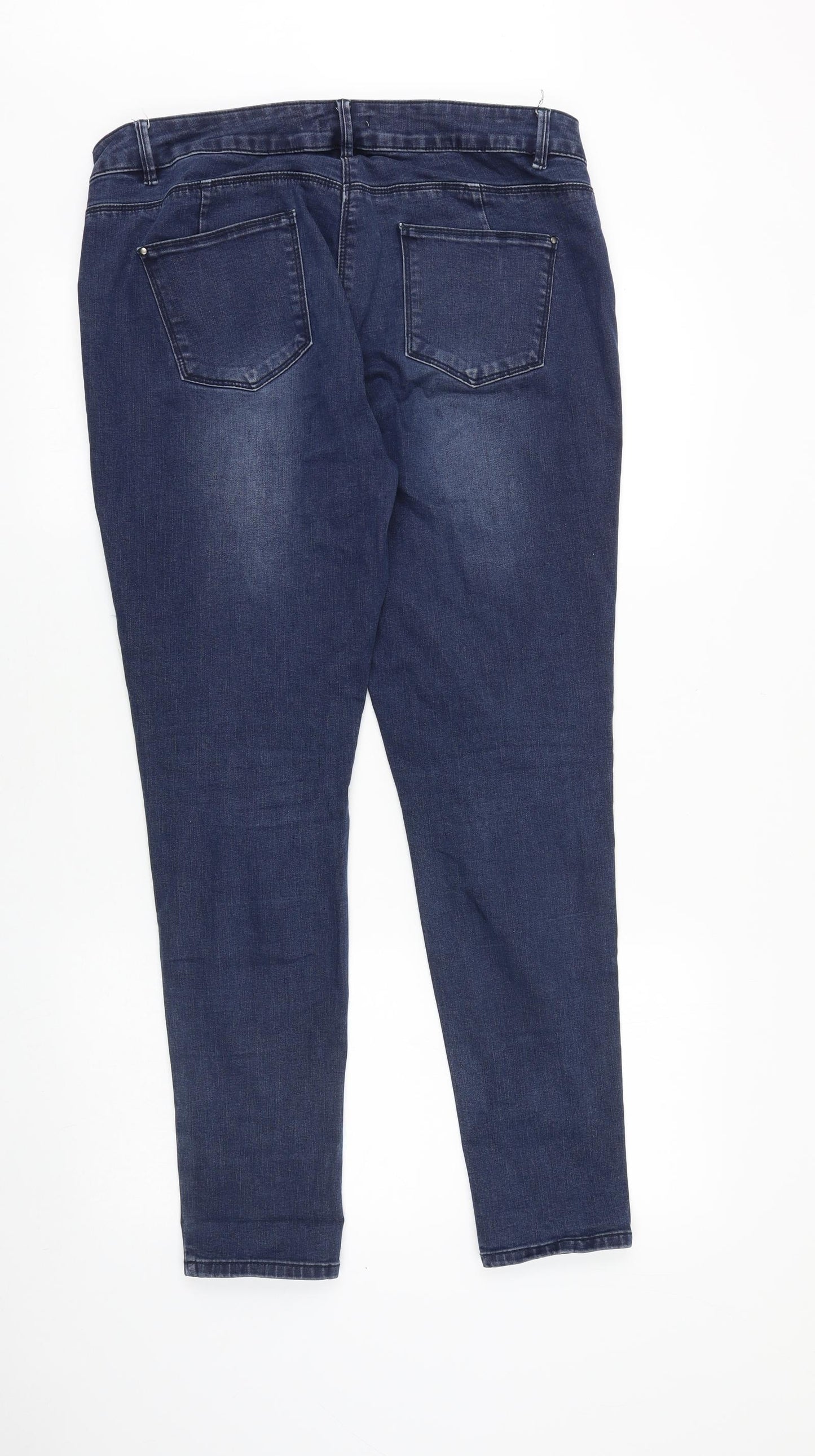 TU Womens Blue Cotton Skinny Jeans Size 14 Regular Zip