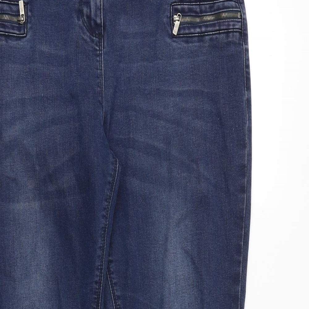 TU Womens Blue Cotton Skinny Jeans Size 14 Regular Zip
