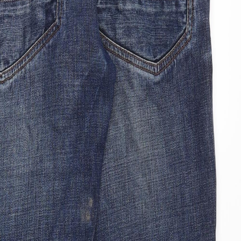 River Island Mens Blue Cotton Straight Jeans Size 32 in Regular Button