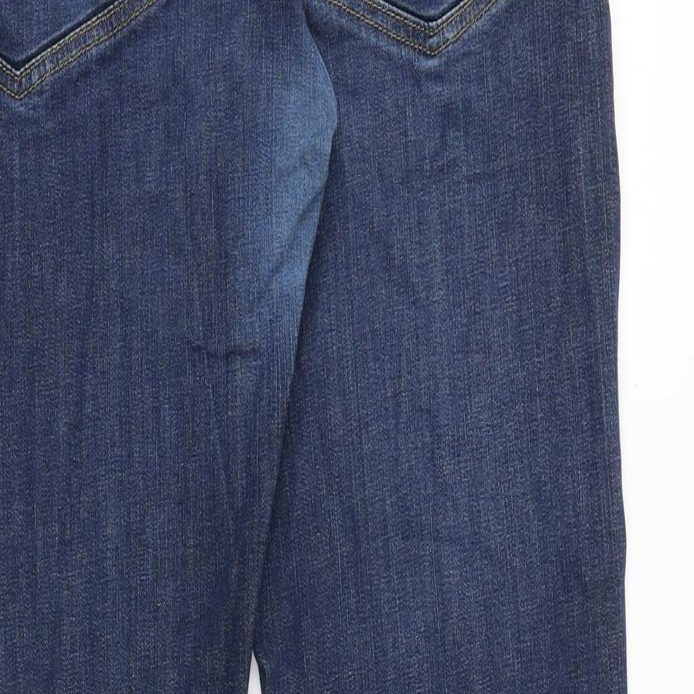River Island Mens Blue Cotton Straight Jeans Size 32 in L32 in Regular Button