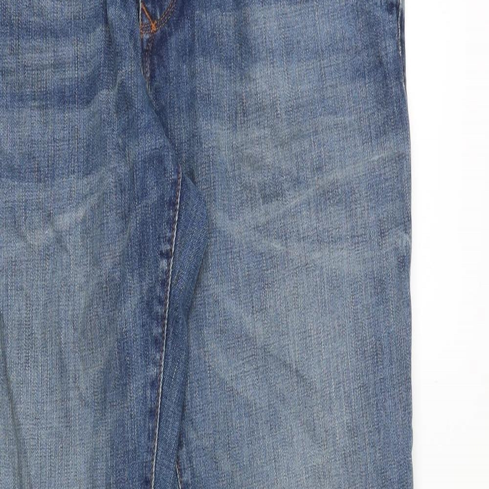 River Island Mens Blue Cotton Bootcut Jeans Size 32 in L32 in Regular Button