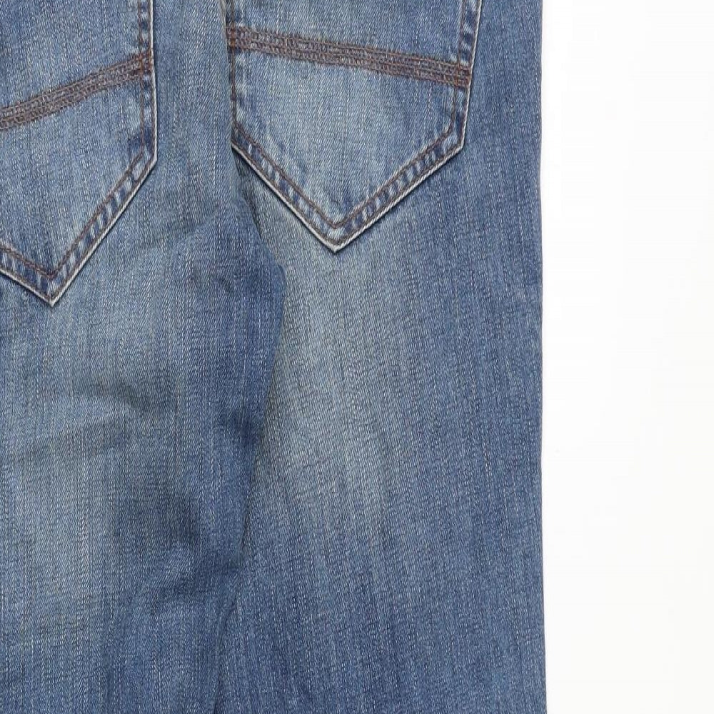 River Island Mens Blue Cotton Bootcut Jeans Size 32 in L32 in Regular Button