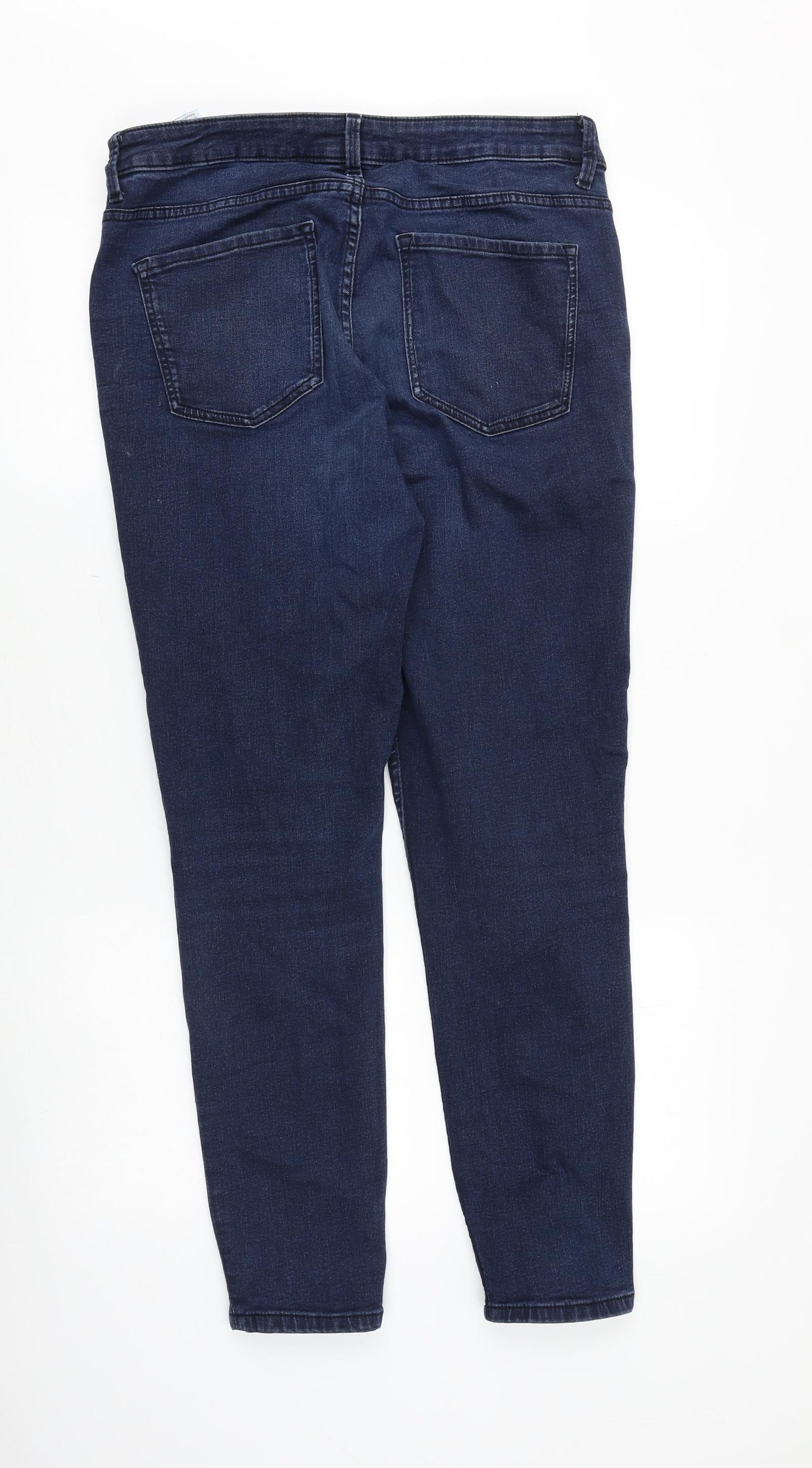 Marks and Spencer Womens Blue Cotton Skinny Jeans Size 14 Slim Zip