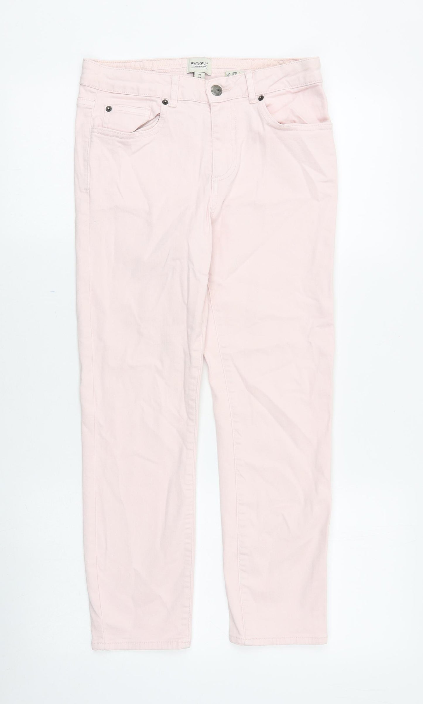 White Stuff Womens Pink Cotton Straight Jeans Size 10 Regular Zip