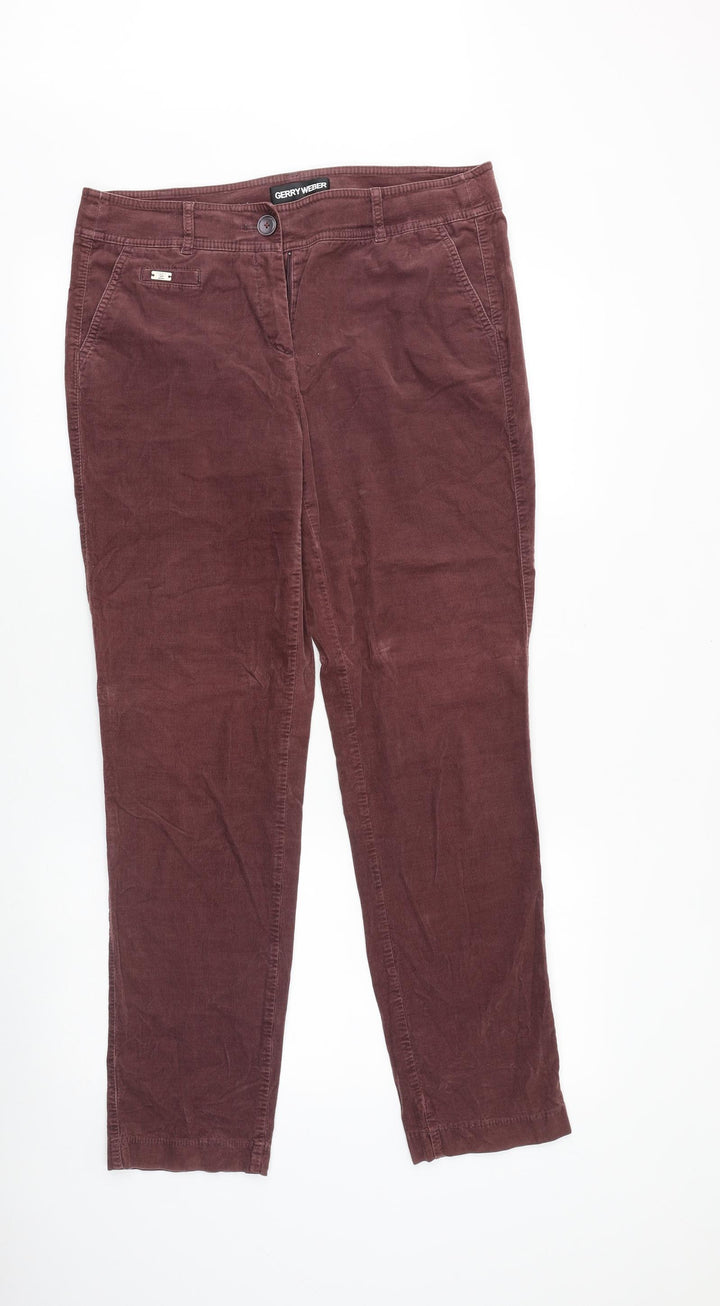 Gerry Weber Womens Pink Cotton Trousers Size 34 Regular Button