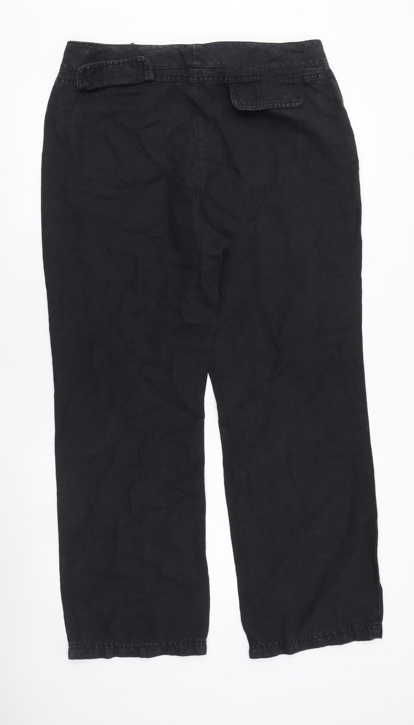 Zaffiri Womens Black Cotton Trousers Size 16 Regular Zip