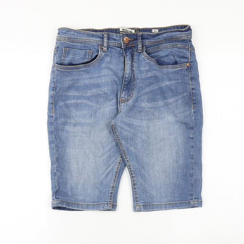 Duck and Cover Mens Blue Cotton Biker Shorts Size 30 in L11 in Regular Zip