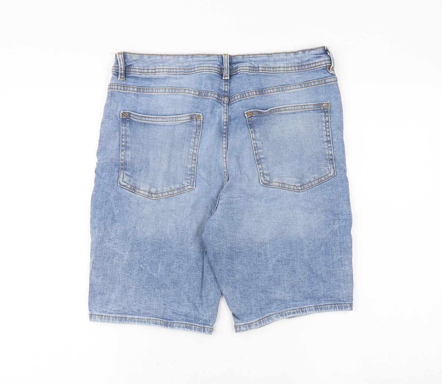 Denim & Co. Mens Blue Cotton Biker Shorts Size 32 in L11 in Slim Button