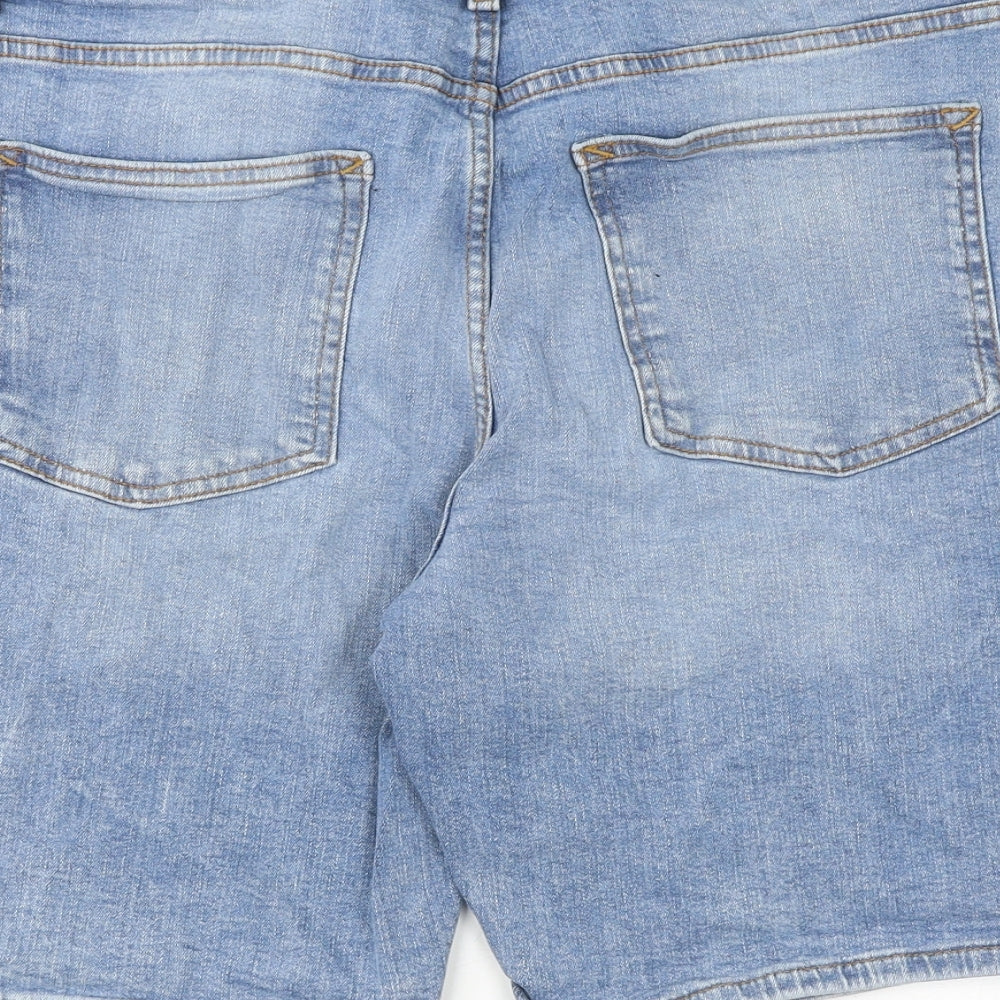 Denim & Co. Mens Blue Cotton Biker Shorts Size 32 in L11 in Slim Button