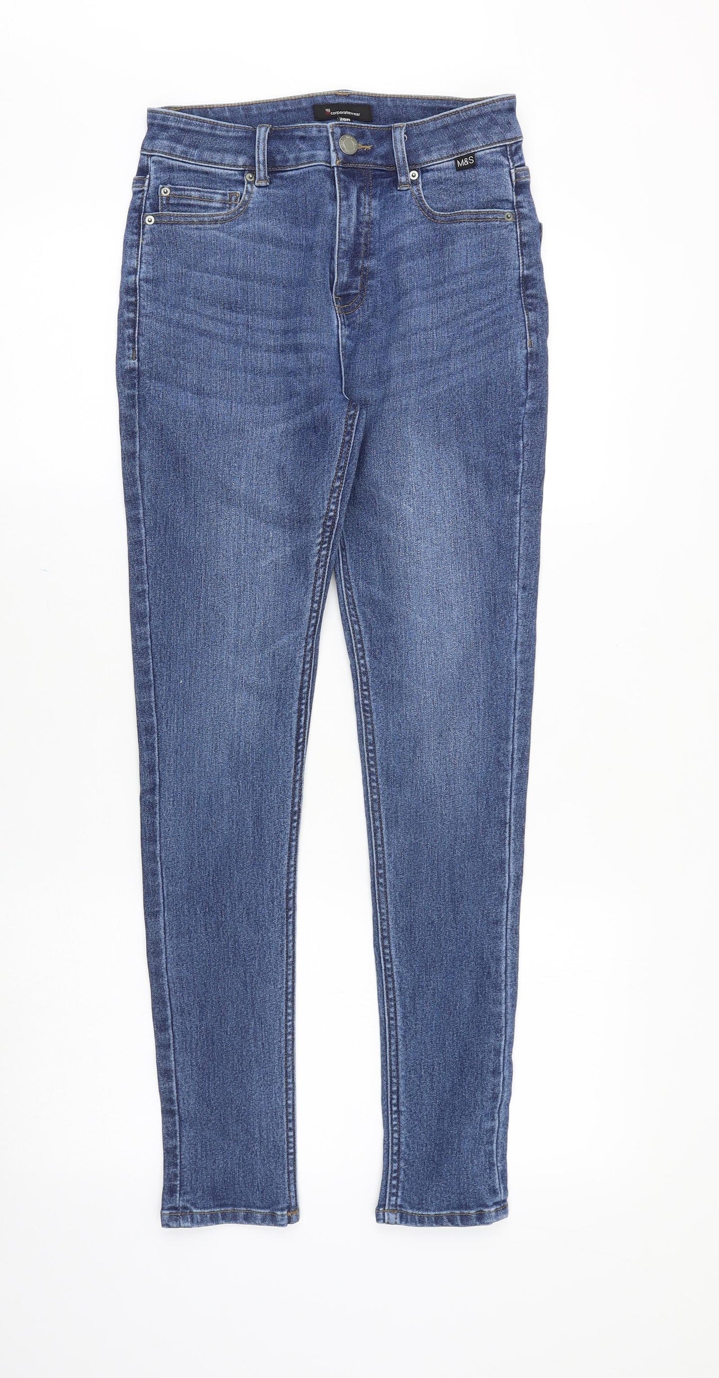 Marks and Spencer Womens Blue Cotton Skinny Jeans Size 26 Slim Zip