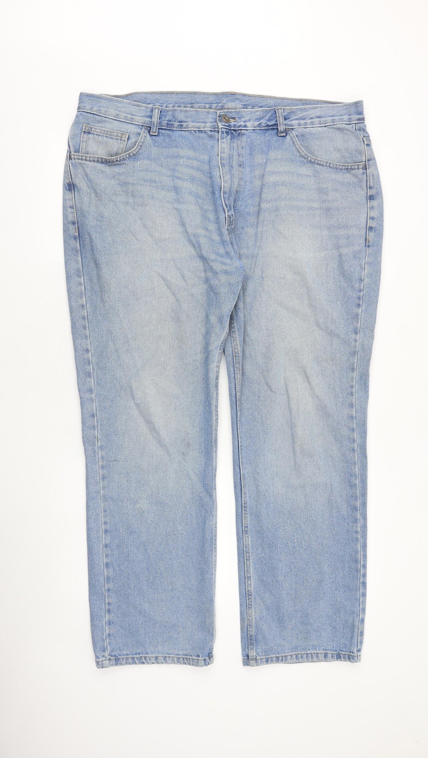 George Mens Blue Cotton Straight Jeans Size 40 in Regular Zip