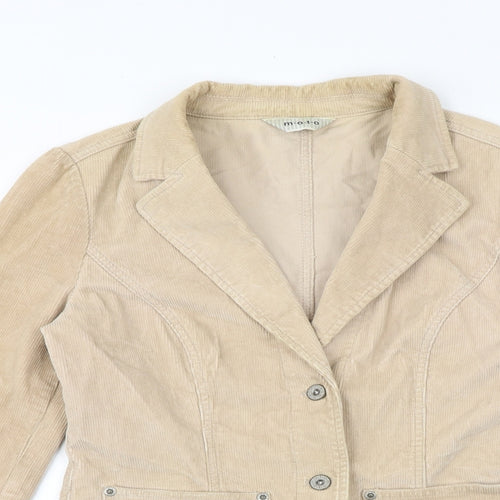 Moto Womens Beige Jacket Blazer Size 10 Button