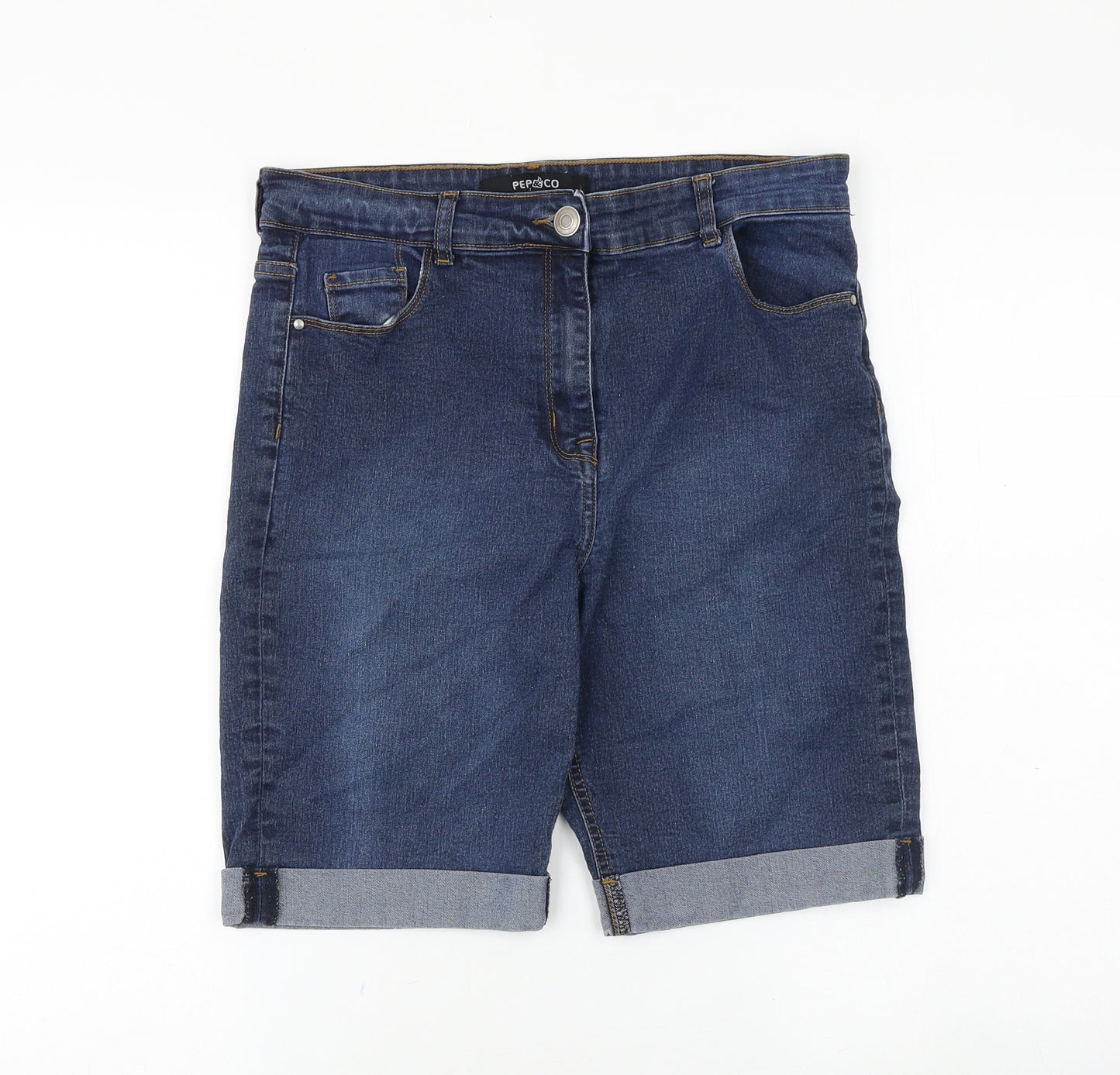 pep&CO Womens Blue 100% Cotton Skimmer Shorts Size 12 Regular Zip