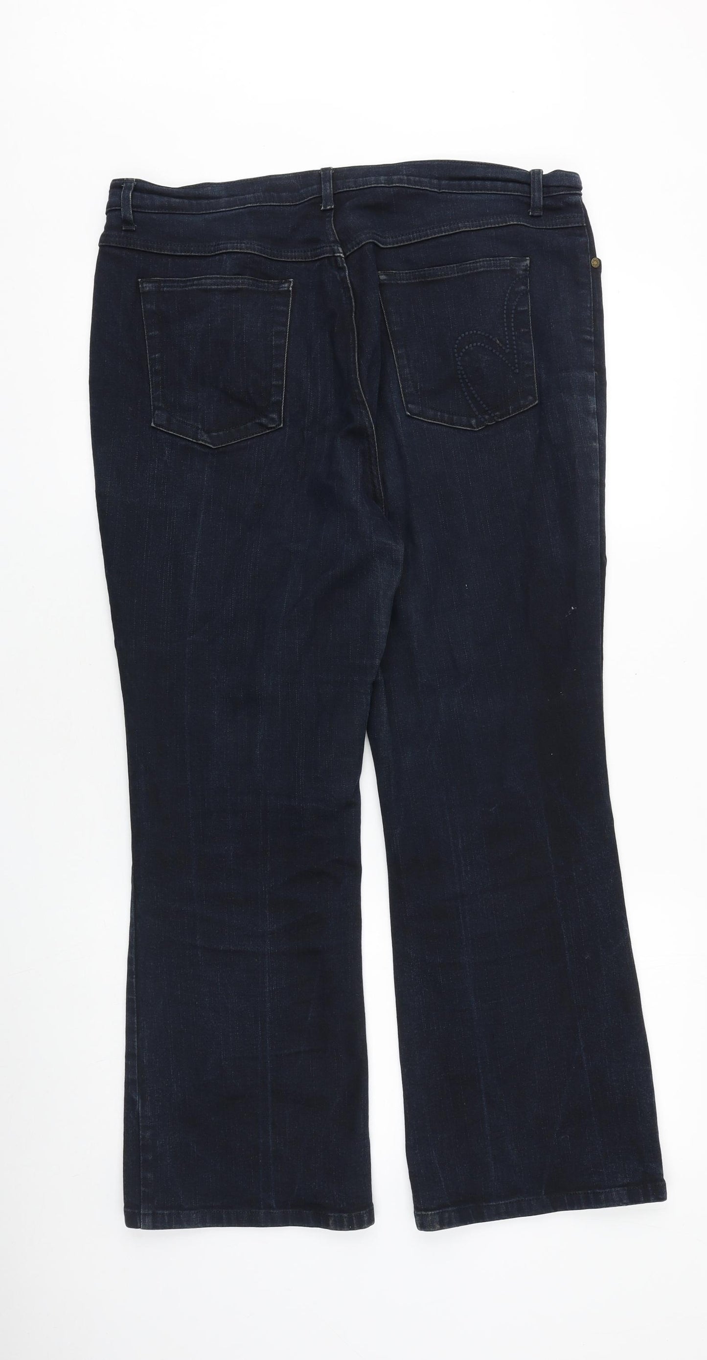 Marks and Spencer Womens Blue Cotton Bootcut Jeans Size 16 Regular Zip