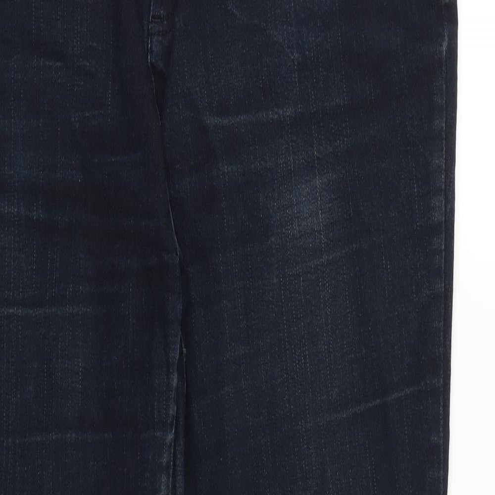 Marks and Spencer Womens Blue Cotton Bootcut Jeans Size 16 Regular Zip