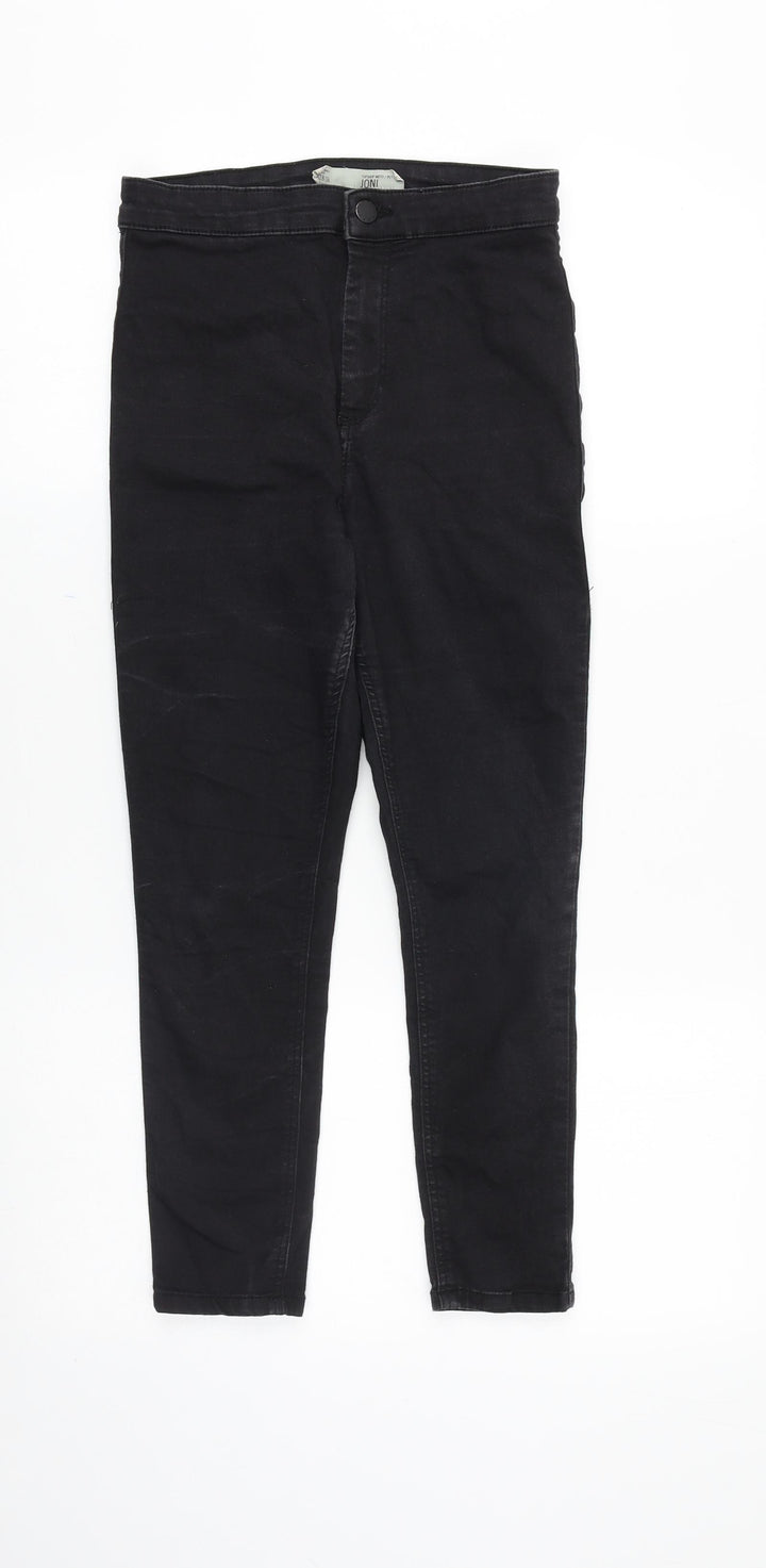 Topshop Womens Black Cotton Skinny Jeans Size 28 in Slim Zip