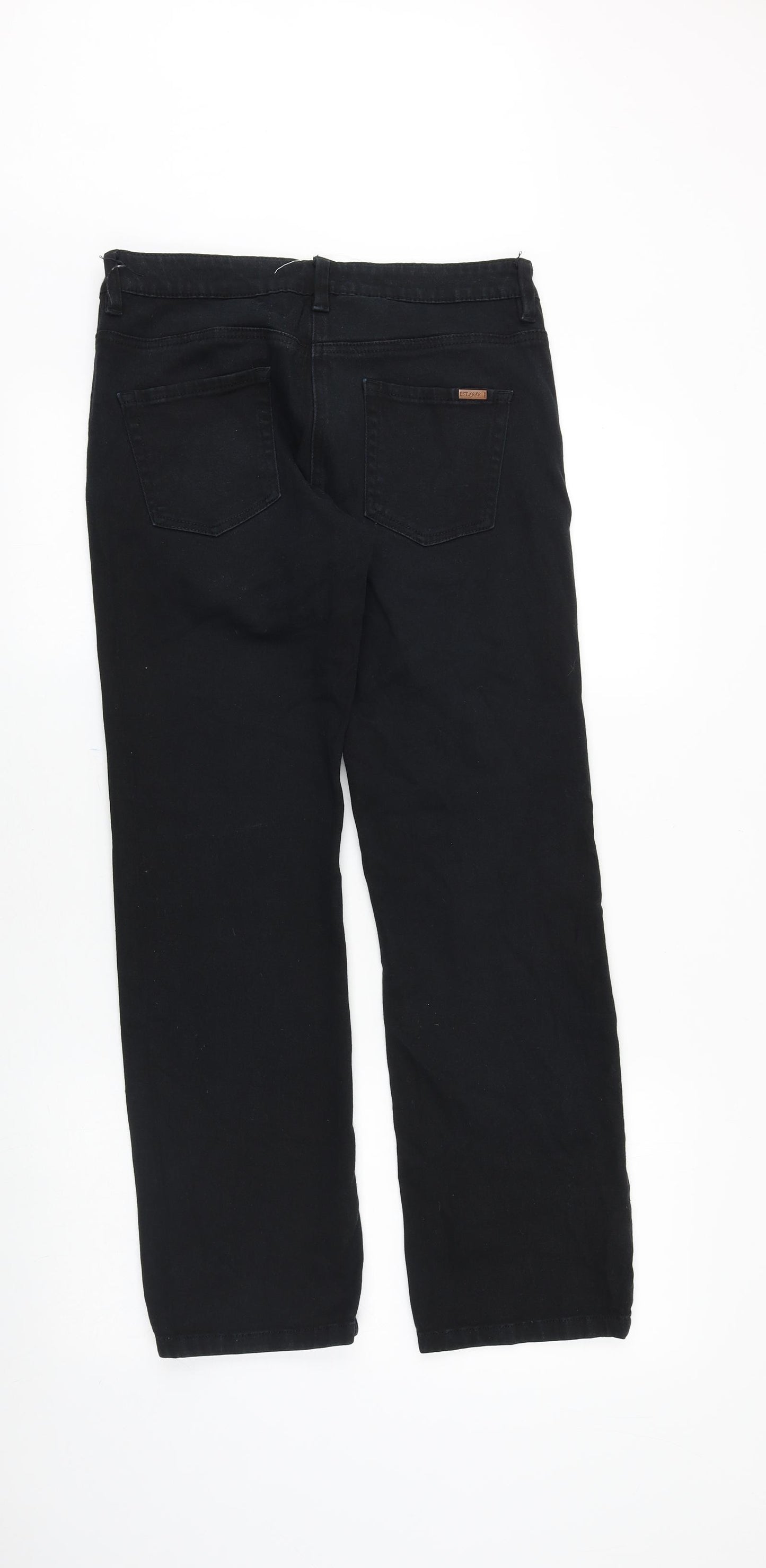 NEXT Womens Black Cotton Straight Jeans Size 10 Slim Zip