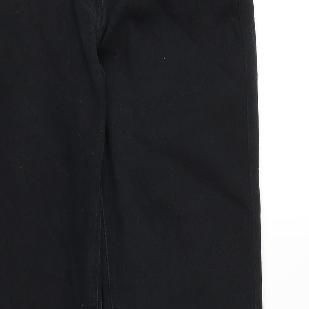 NEXT Womens Black Cotton Straight Jeans Size 10 Slim Zip