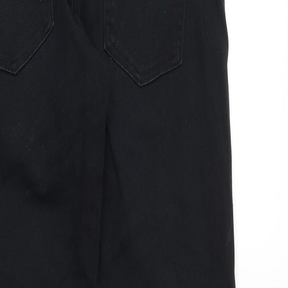 NEXT Womens Black Cotton Straight Jeans Size 10 Slim Zip