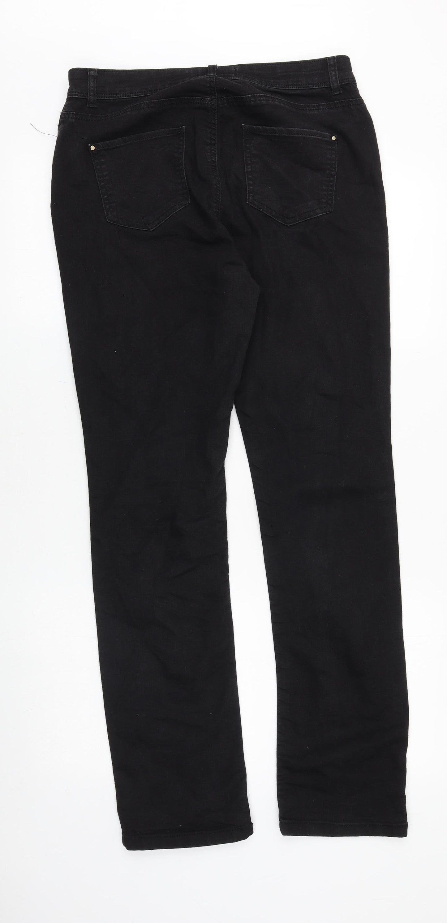 Wallis Womens Black Cotton Skinny Jeans Size 12 Regular Zip