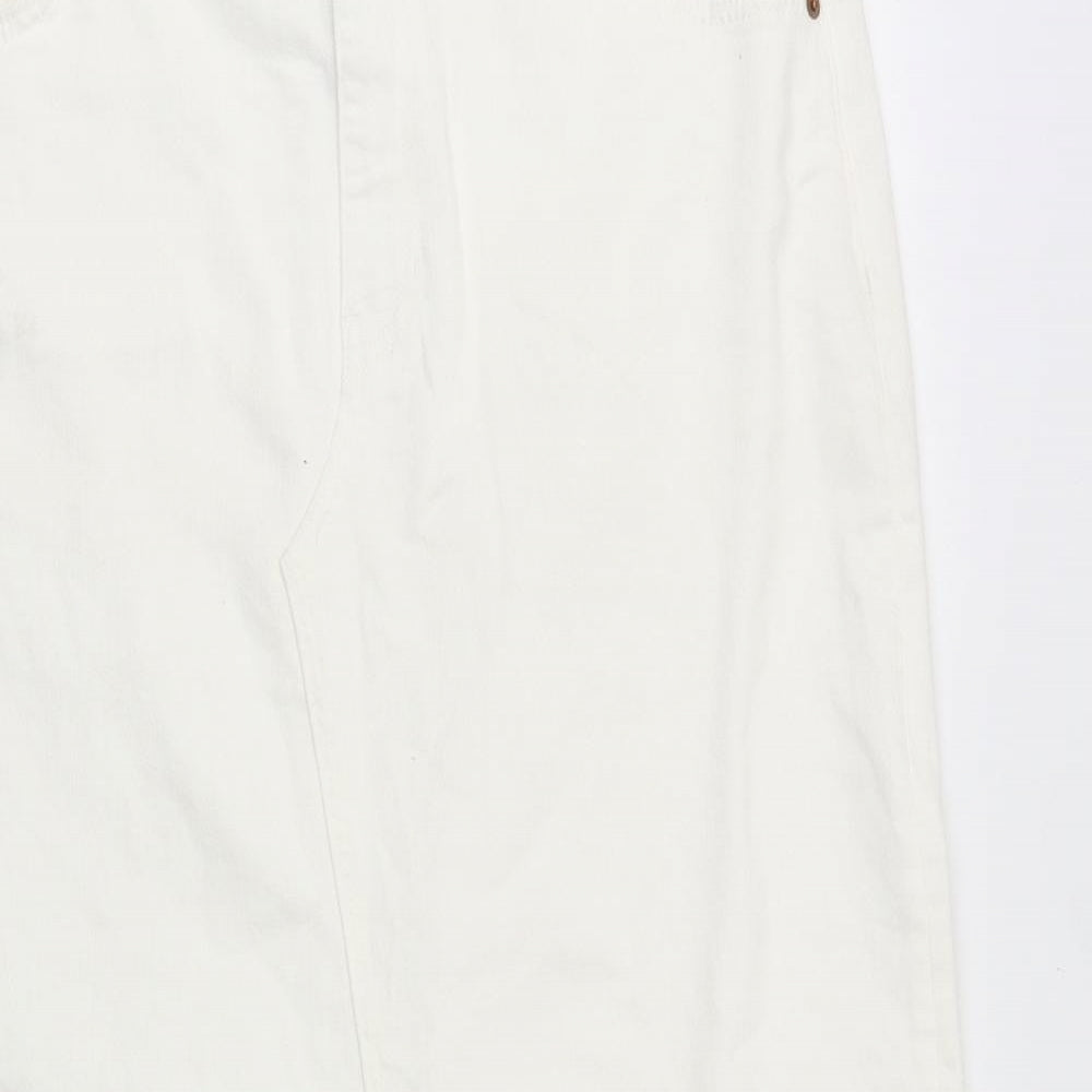 Marks and Spencer Womens Ivory Cotton Straight & Pencil Skirt Size 18 Zip