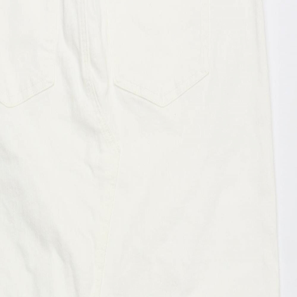 Marks and Spencer Womens Ivory Cotton Straight & Pencil Skirt Size 18 Zip