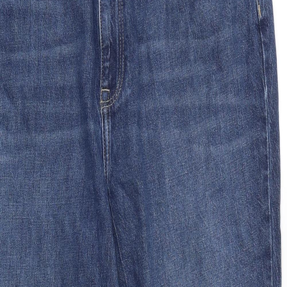 F&F Womens Blue Cotton Mom Jeans Size 16 Regular Zip